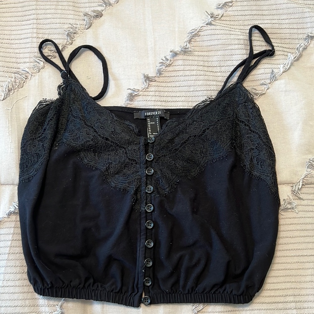Lace crop top with buttons down the middle